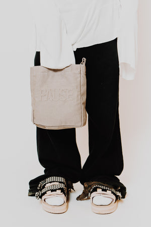 PAUSE 'Cement' Embossed Tote Bag